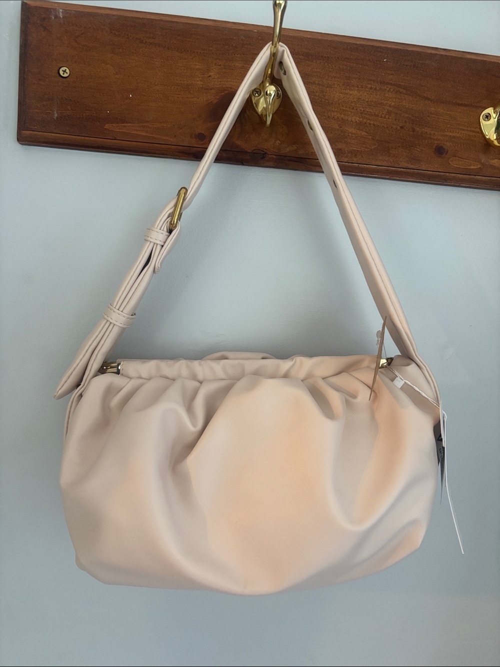 Women’s Soft blush pink non leather Gathered Shoulder Bag